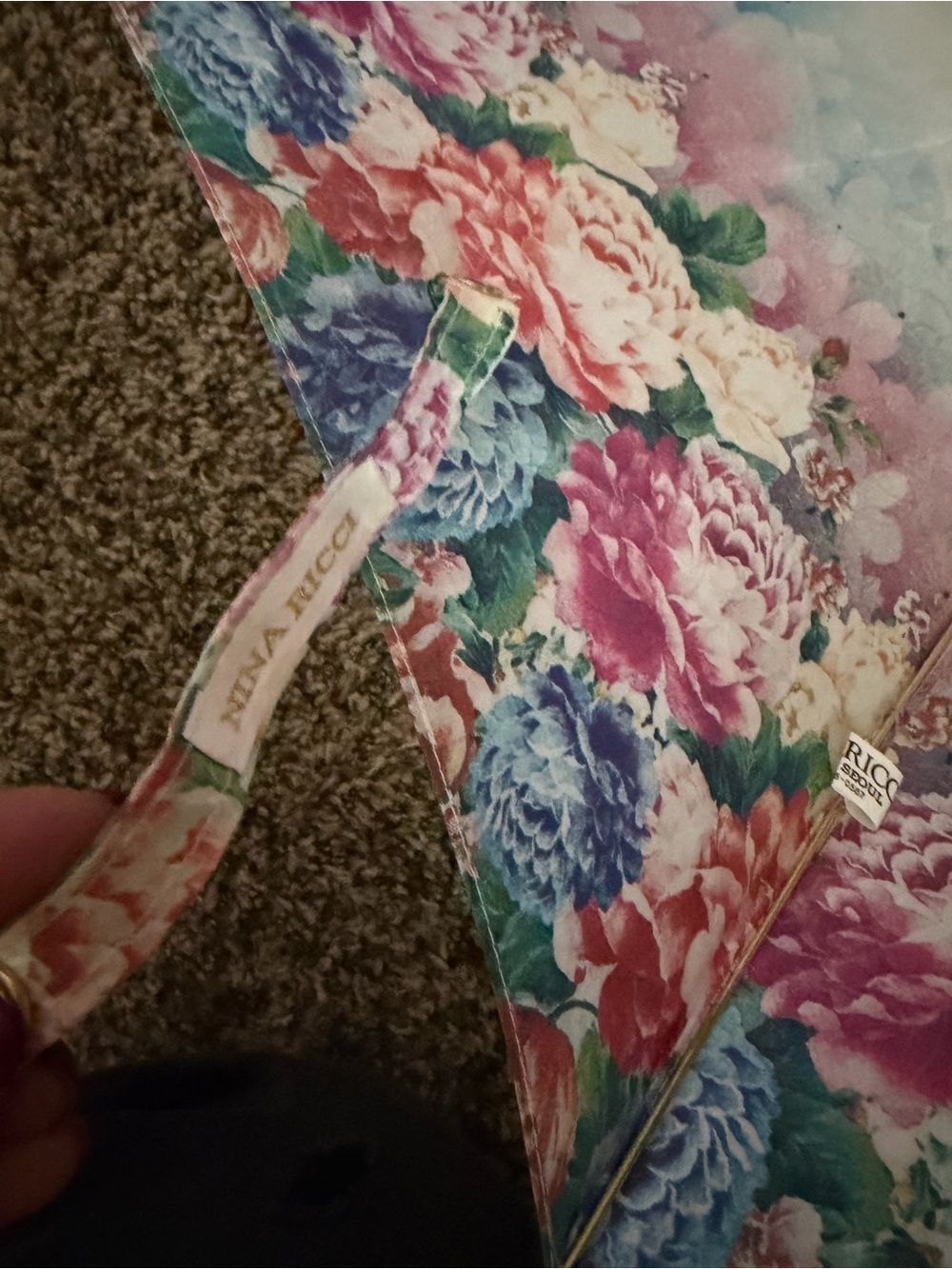 Nina Ricci Floral Pink Blue Green Umbrella - Picture 5 of 13